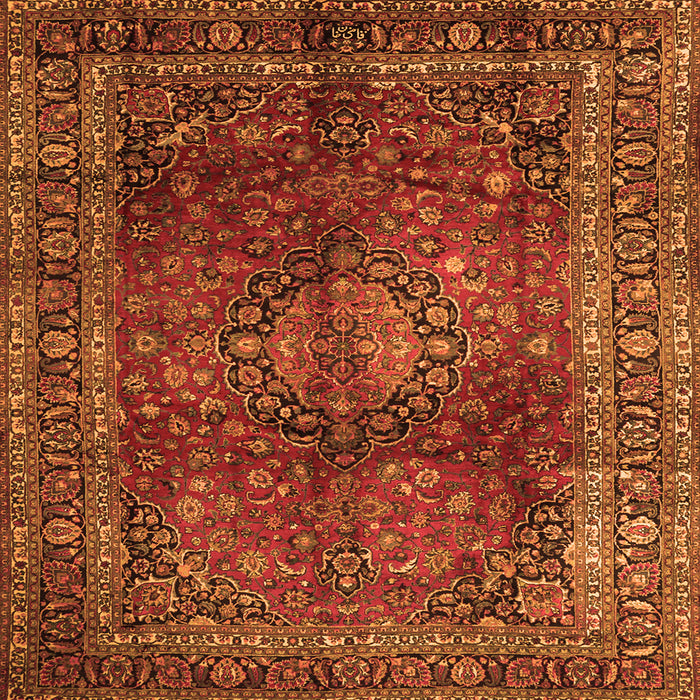 Serging Thickness of Medallion Orange Traditional Rug, tr1955org
