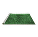 Sideview of Machine Washable Medallion Emerald Green Traditional Area Rugs, wshtr1955emgrn