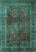 Machine Washable Medallion Turquoise Traditional Area Rugs, wshtr1955turq