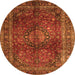 Square Medallion Orange Traditional Rug, tr1955org