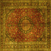 Square Medallion Yellow Traditional Rug, tr1955yw