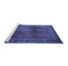 Sideview of Machine Washable Medallion Blue Traditional Rug, wshtr1955blu