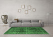 Machine Washable Medallion Emerald Green Traditional Area Rugs in a Living Room,, wshtr1955emgrn