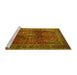 Sideview of Machine Washable Medallion Yellow Traditional Rug, wshtr1955yw