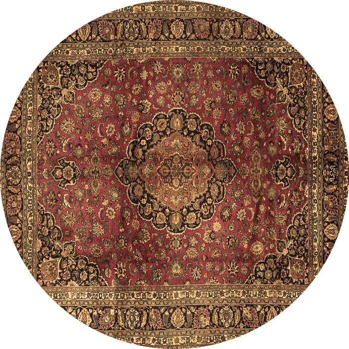 Round Medallion Brown Traditional Rug, tr1955brn