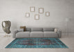 Machine Washable Medallion Light Blue Traditional Rug in a Living Room, wshtr1955lblu