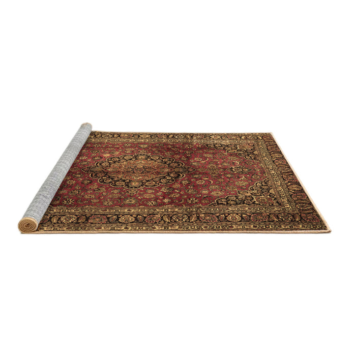 Sideview of Machine Washable Medallion Brown Traditional Rug, wshtr1955brn