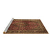 Sideview of Machine Washable Medallion Brown Traditional Rug, wshtr1955brn