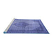 Sideview of Machine Washable Medallion Blue Traditional Rug, wshtr1956blu