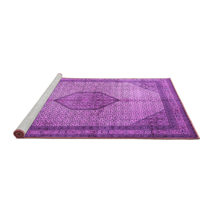 Sideview of Machine Washable Medallion Purple Traditional Area Rugs, wshtr1956pur