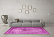 Machine Washable Medallion Pink Traditional Rug in a Living Room, wshtr1956pnk