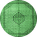 Round Medallion Emerald Green Traditional Rug, tr1956emgrn