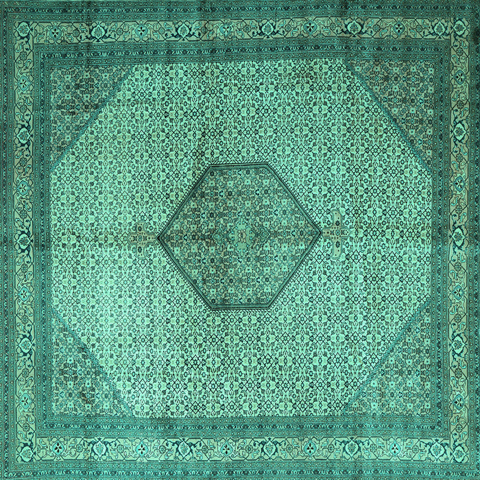 Square Medallion Turquoise Traditional Rug, tr1956turq
