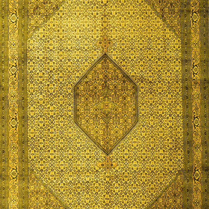 Machine Washable Medallion Yellow Traditional Rug, wshtr1956yw