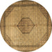 Round Medallion Brown Traditional Rug, tr1956brn