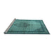 Sideview of Machine Washable Medallion Light Blue Traditional Rug, wshtr1956lblu