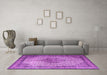 Machine Washable Medallion Purple Traditional Area Rugs in a Living Room, wshtr1956pur