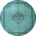 Round Medallion Light Blue Traditional Rug, tr1956lblu