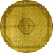 Round Medallion Yellow Traditional Rug, tr1956yw