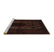 Sideview of Machine Washable Traditional Black Brown Rug, wshtr1957