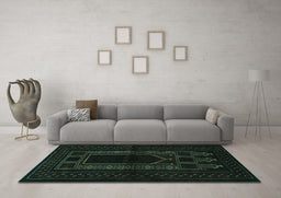 Machine Washable Persian Turquoise Traditional Area Rugs in a Living Room,, wshtr1957turq
