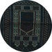Round Persian Light Blue Traditional Rug, tr1957lblu