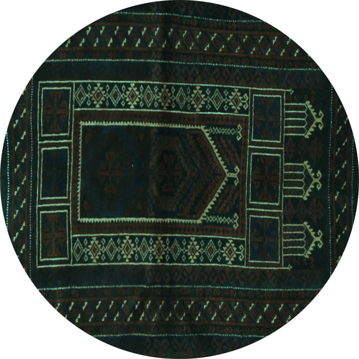 Round Persian Turquoise Traditional Rug, tr1957turq