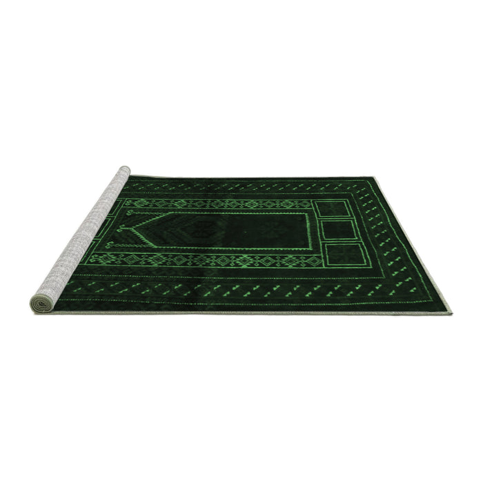 Sideview of Machine Washable Persian Emerald Green Traditional Area Rugs, wshtr1957emgrn
