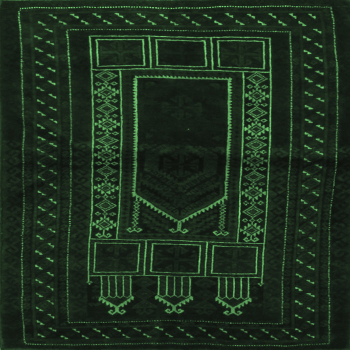 Square Persian Emerald Green Traditional Rug, tr1957emgrn
