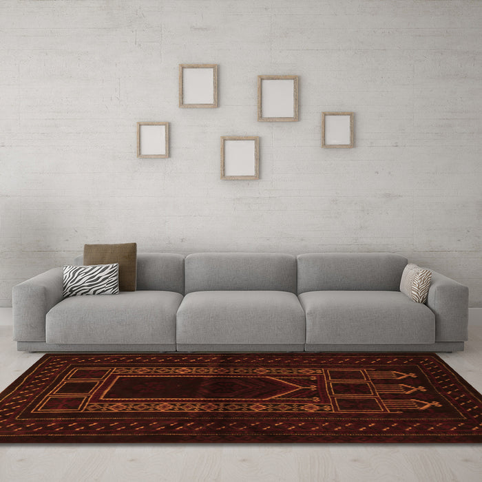 Machine Washable Persian Orange Traditional Area Rugs in a Living Room, wshtr1957org