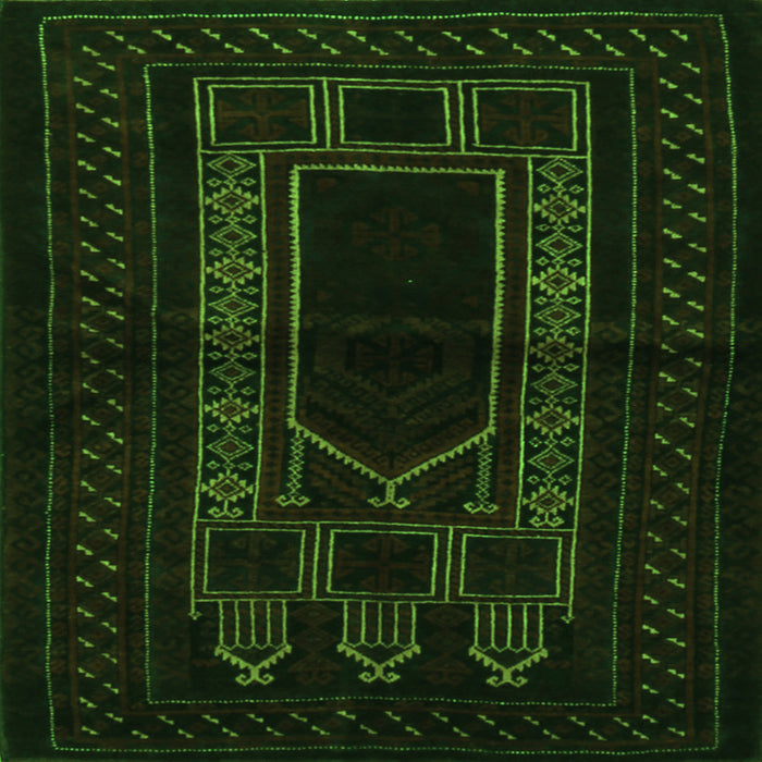 Serging Thickness of Persian Green Traditional Rug, tr1957grn