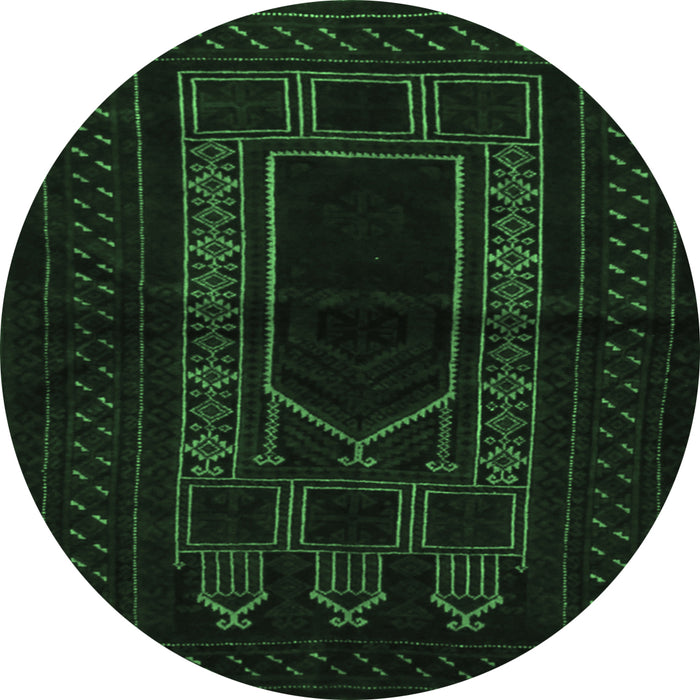 Round Persian Emerald Green Traditional Rug, tr1957emgrn