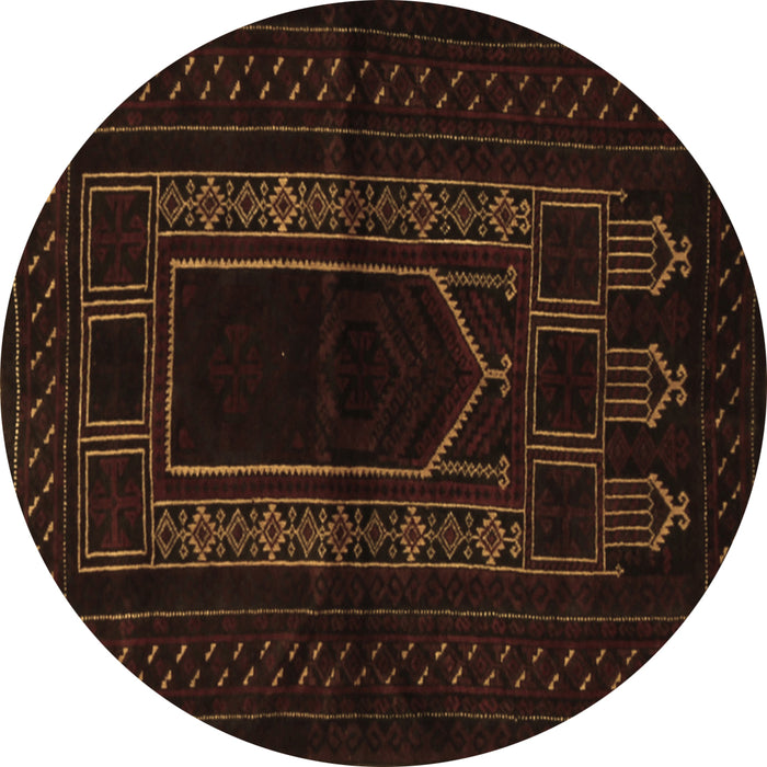 Round Persian Brown Traditional Rug, tr1957brn