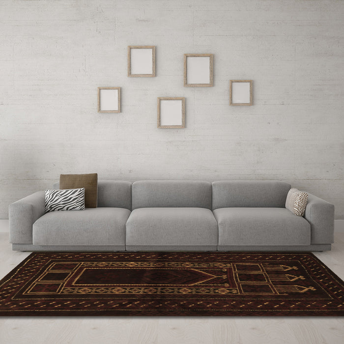 Machine Washable Persian Brown Traditional Rug in a Living Room,, wshtr1957brn