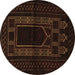 Round Machine Washable Persian Brown Traditional Rug, wshtr1957brn