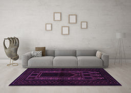 Machine Washable Persian Purple Traditional Area Rugs in a Living Room, wshtr1957pur