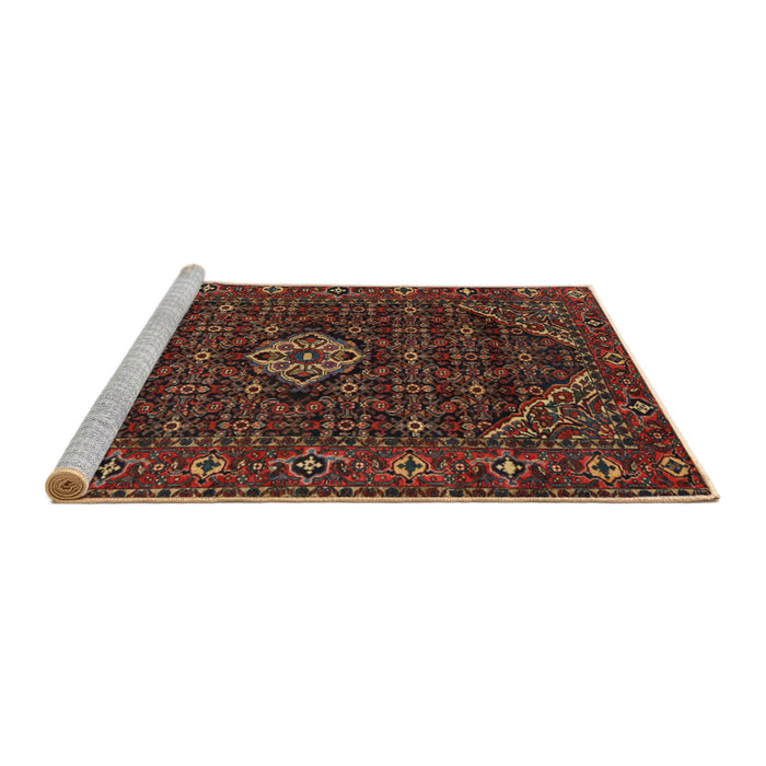 Sideview of Machine Washable Traditional Saffron Red Rug, wshtr1958