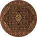 Round Machine Washable Persian Brown Traditional Rug, wshtr1958brn