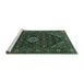 Sideview of Machine Washable Persian Turquoise Traditional Area Rugs, wshtr1958turq