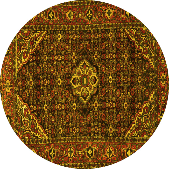 Round Machine Washable Persian Yellow Traditional Rug, wshtr1958yw