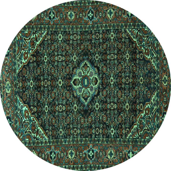 Round Persian Turquoise Traditional Rug, tr1958turq
