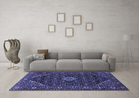 Machine Washable Persian Blue Traditional Rug, wshtr1958blu