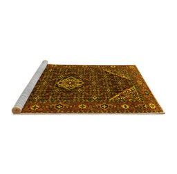 Sideview of Machine Washable Persian Yellow Traditional Rug, wshtr1958yw