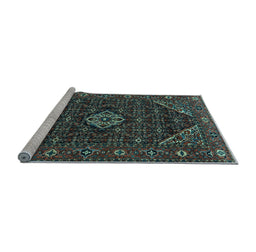 Sideview of Machine Washable Persian Light Blue Traditional Rug, wshtr1958lblu