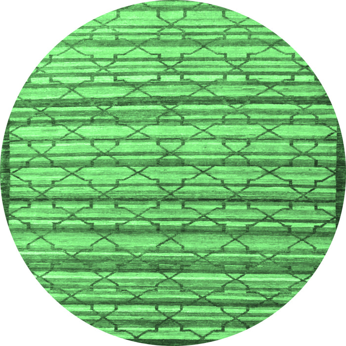 Round Machine Washable Persian Emerald Green Traditional Area Rugs, wshtr1959emgrn