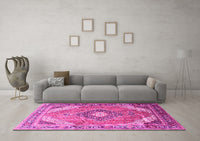 Machine Washable Persian Pink Traditional Rug, wshtr195pnk