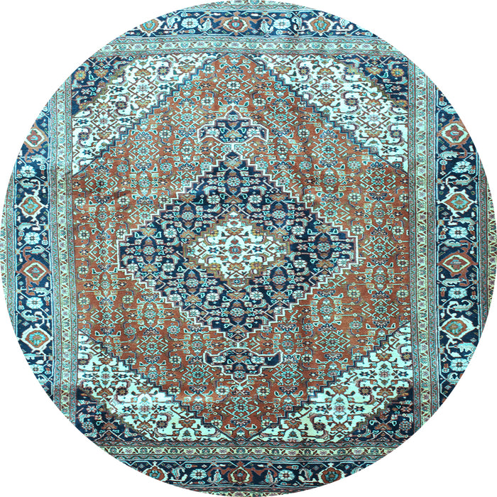 Round Machine Washable Persian Light Blue Traditional Rug, wshtr195lblu