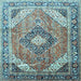 Square Machine Washable Persian Light Blue Traditional Rug, wshtr195lblu