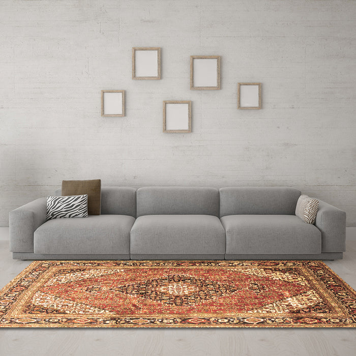 Machine Washable Persian Brown Traditional Rug in a Living Room,, wshtr195brn