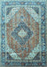 Machine Washable Persian Light Blue Traditional Rug, wshtr195lblu